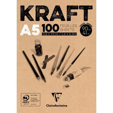 Tablette de papier Kraft multi technique A5 - Clairefontaine - Mtout